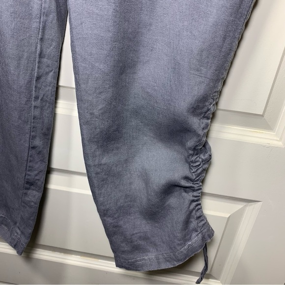 ELLEN Tracy Gray Linen Hi Rise Ankle Pants Pull on Jogger Elastic Band Sz L - Picture 6 of 14